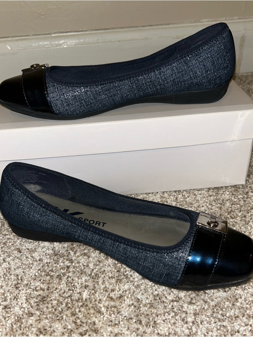 Anne Klein Metallic Navy Blue Ballet Flats - Picture 5 of 12